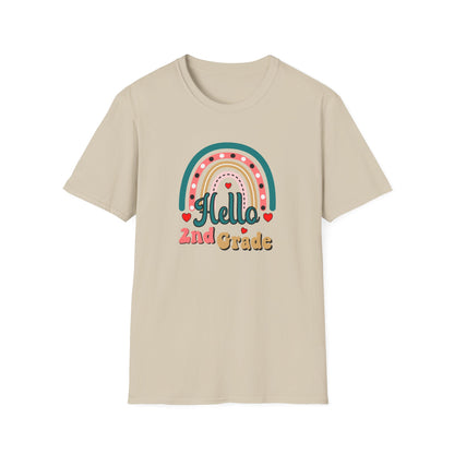 Hello 2nd Grade Rainbow T-Shirt – Back to School Teacher & Student Tee