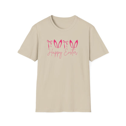 Happy Easter Bunny Ears Shirt, Minimalist Easter Shirt for Women, Cute Spring Graphic Tee, Pink Bunny Ear Easter Outfit, Pastel Holiday T-Shirt