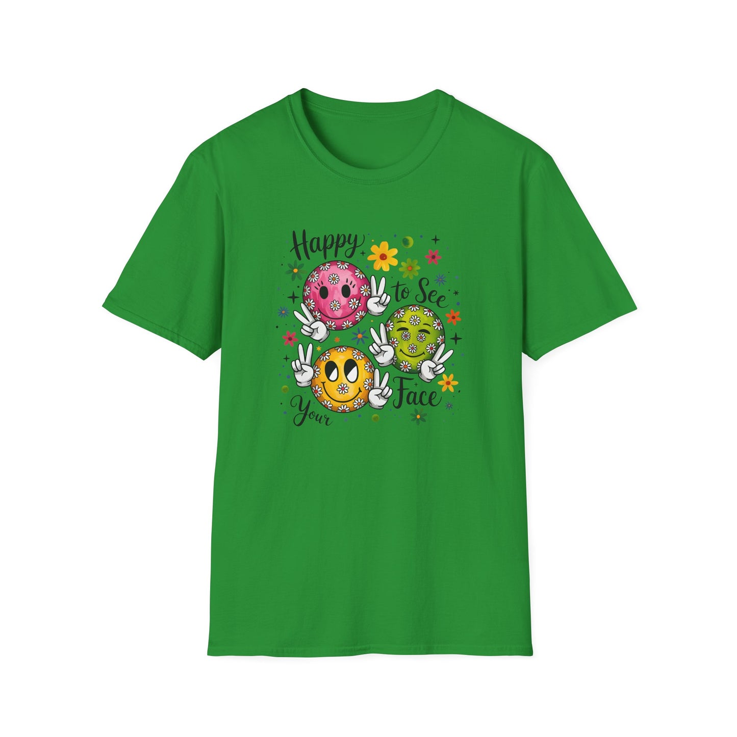 Groovy Retro Smiley Face T-Shirt – Happy to See Your Face | Vintage 70s Aesthetic Tee