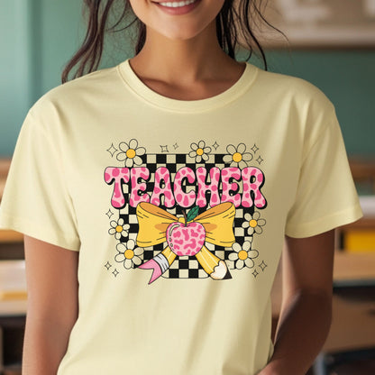 Back to School Teacher Tee with Cute Bow