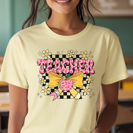 Back to School Teacher Tee with Cute Bow
