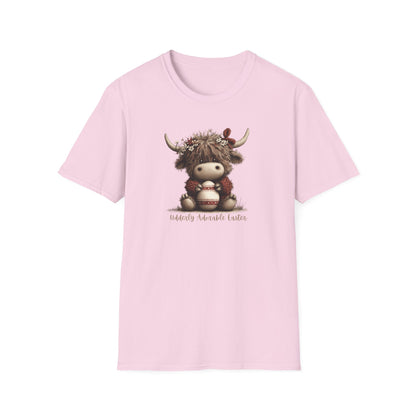 Udderly Adorable Easter Highland Cow Shirt, Cute Cow Easter T-Shirt, Spring Farm Animal Tee, Easter Gift for Women, Country Western Cow Lover