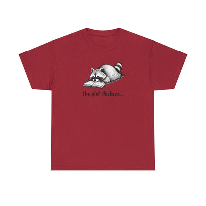 Raccoon "The Plot Thickens" Graphic Tee - Funny Book Lover Tee