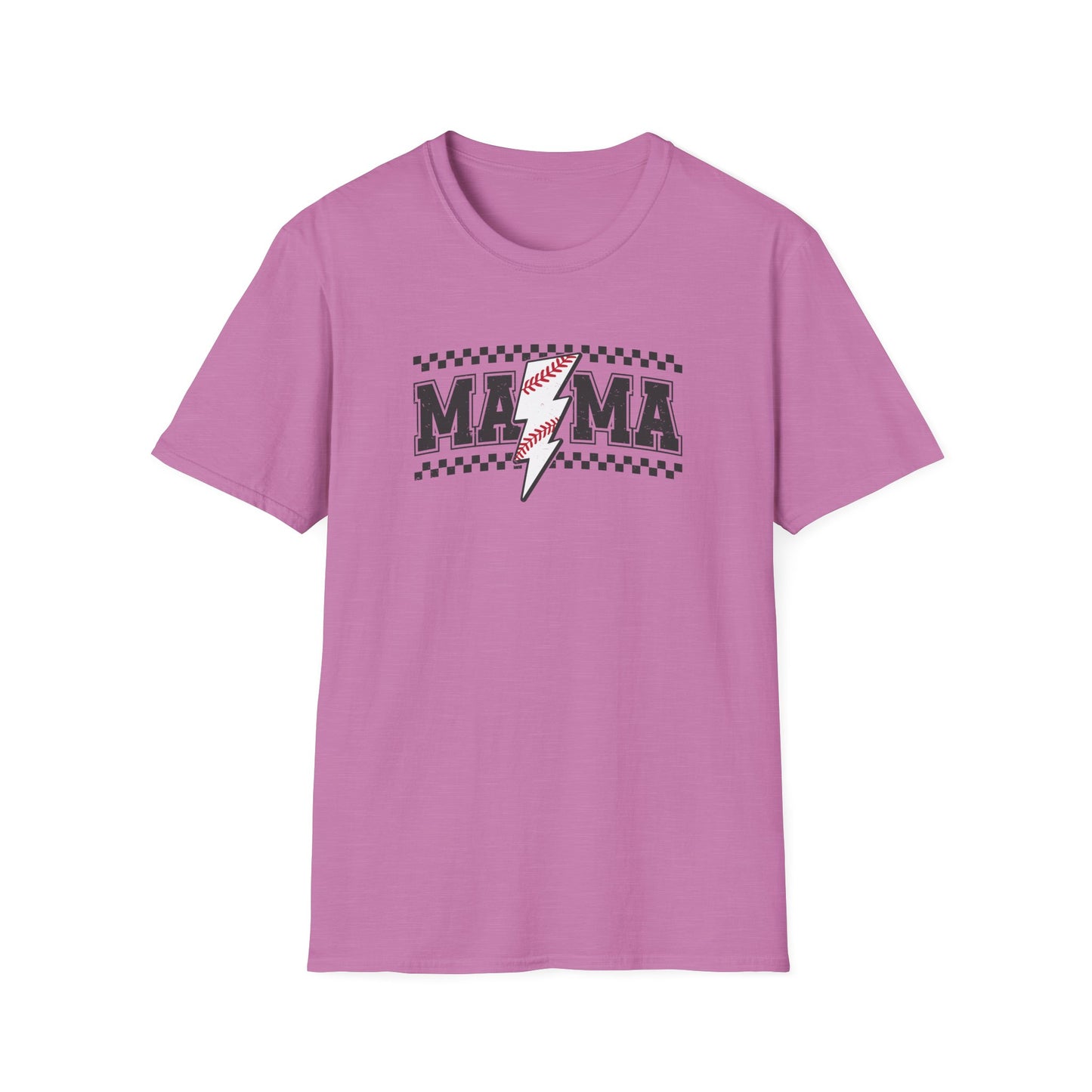 Baseball Mama Lightning Bolt Shirt – Trendy Game Day Sports Mom Tee | Vintage Checkered Baseball Mom Graphic T-Shirt