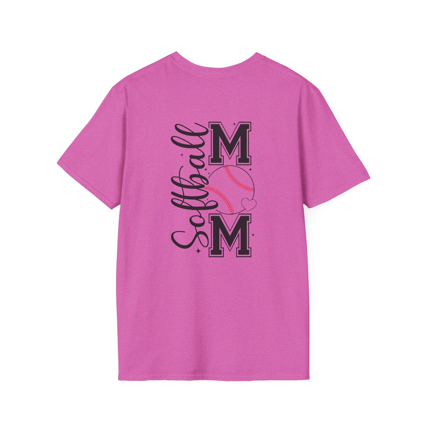 Softball Mom Front & Back Shirt – Trendy Softball Mom Graphic Tee, Double-Sided Game Day Shirt, Sports Mom Gift, Softball Season Apparel