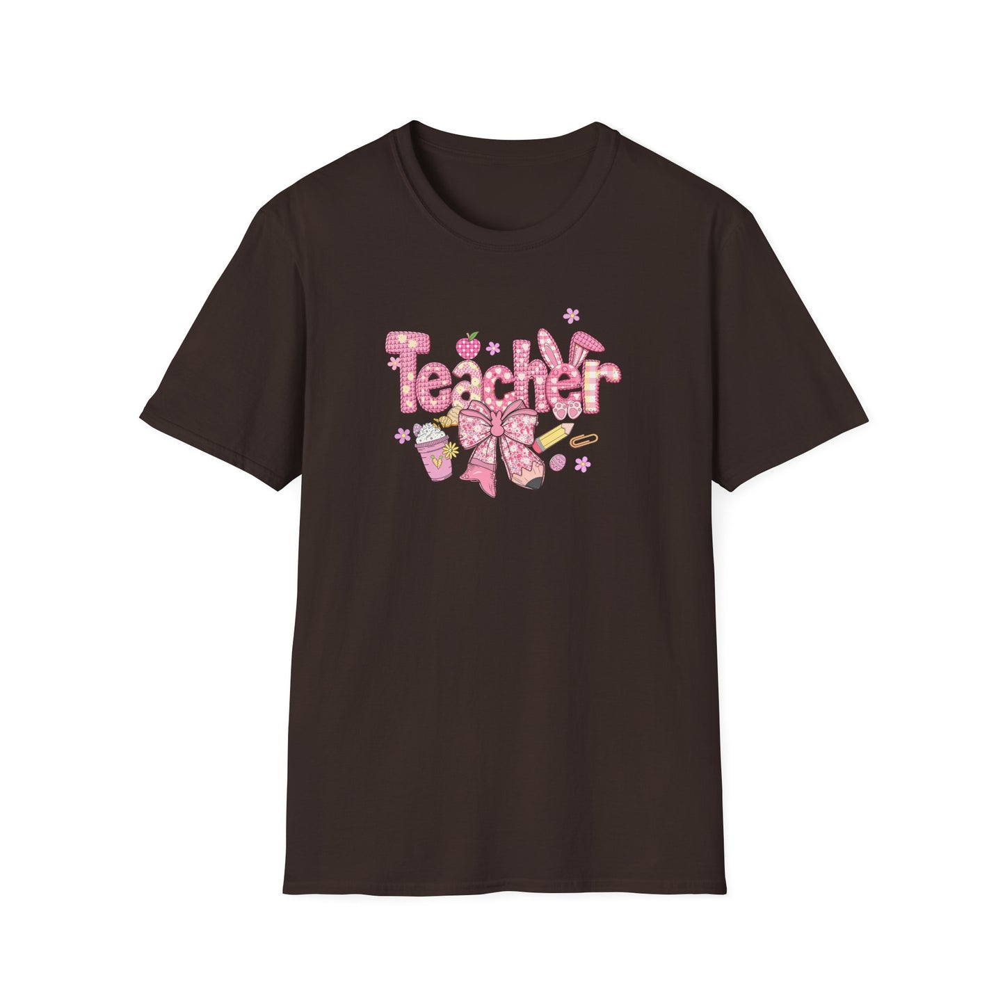 Teacher Pink Bow T-Shirt — Cute Classroom Gift for Teachers