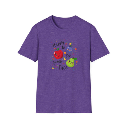 Cute Kawaii Fruit Shirt – Smiling Apple Pear Blueberry Tee