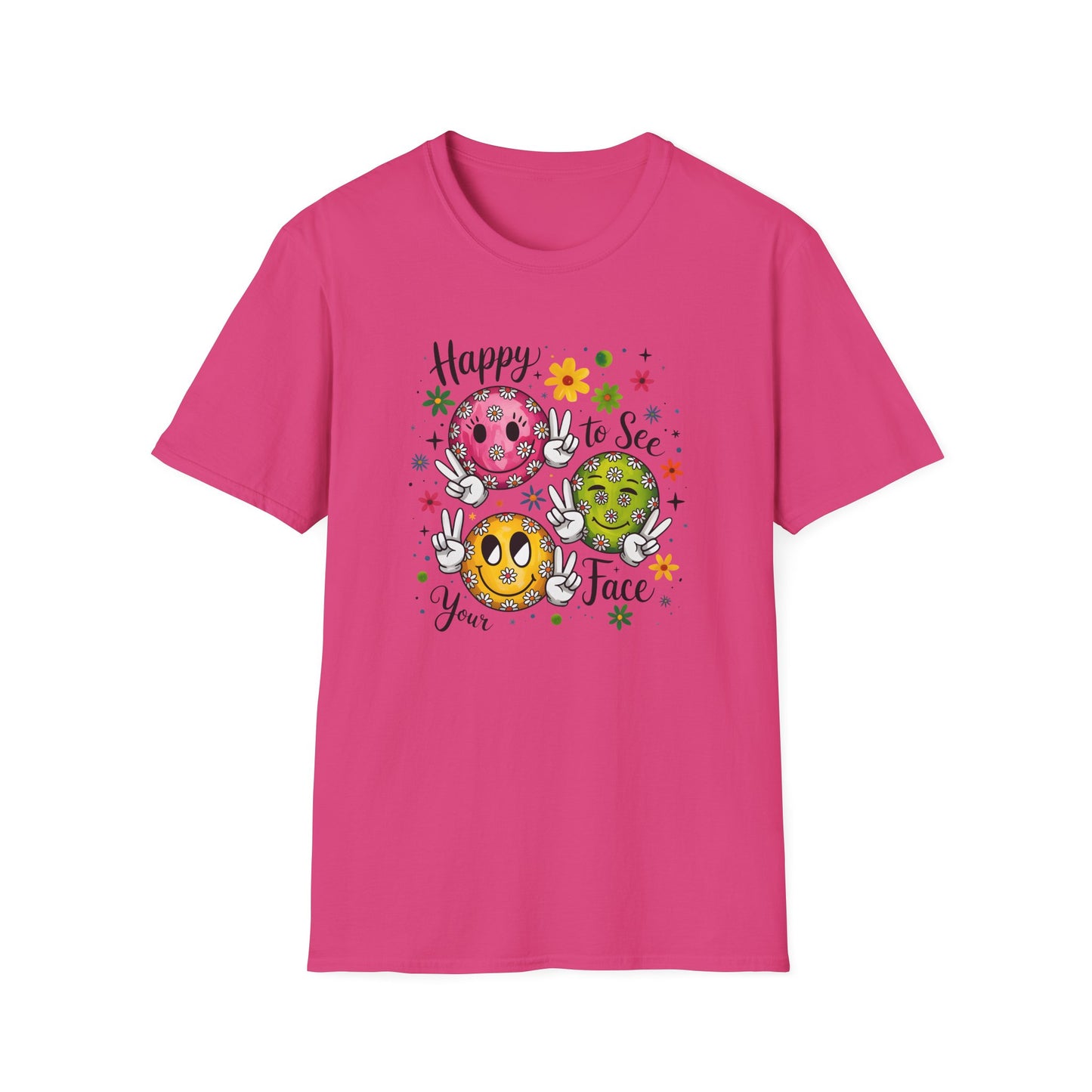 Groovy Retro Smiley Face T-Shirt – Happy to See Your Face | Vintage 70s Aesthetic Tee