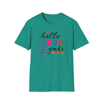 Hello Grade Teacher Shirts | Retro Back to School Graphic Tees | Preschool, Pre-K, Kindergarten, First, Second & Third Grade Teacher Shirt | Gildan 64000 Softstyle Tee