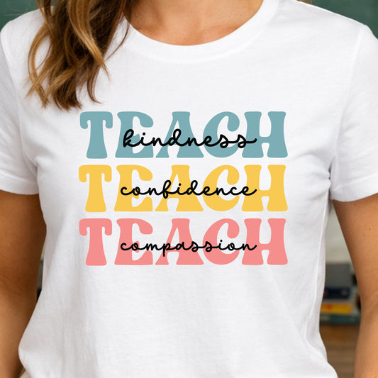 Teach Retro Stack T-Shirt — Vintage Teacher Appreciation Tee