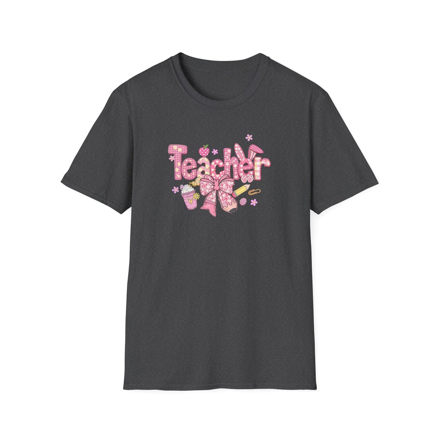 Teacher Pink Bow T-Shirt — Cute Classroom Gift for Teachers