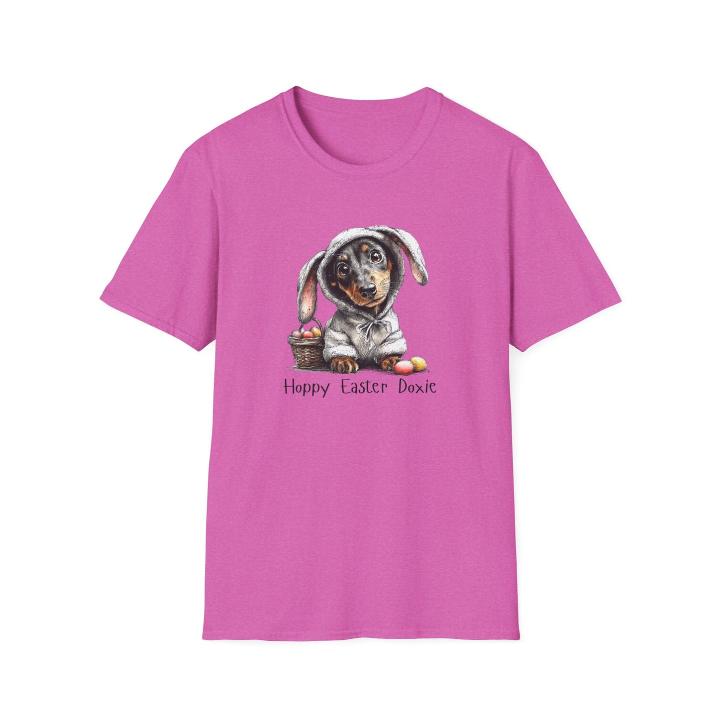 Easter Dachshund T-Shirt — "Hoppy Easter Doxie" Cute Dog Bunny Tee