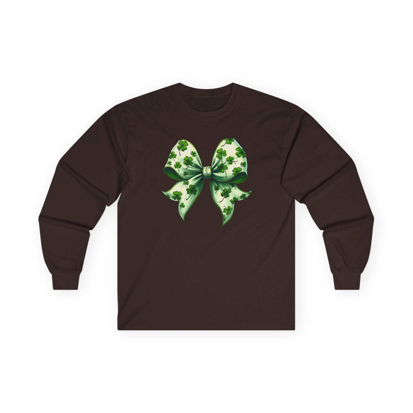 St. Patrick's Shamrock Bow Long Sleeve Tee