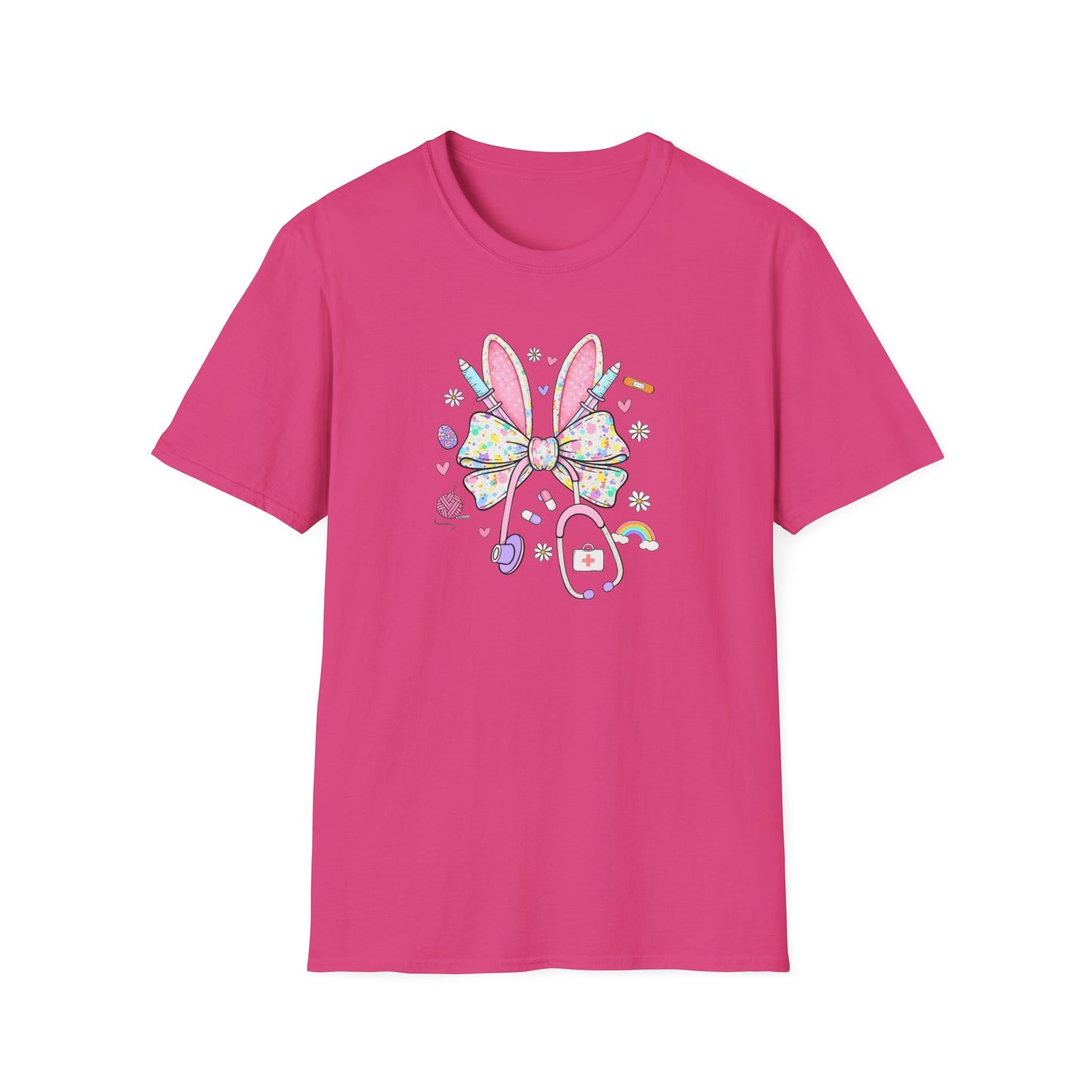 Easter Bunny Bow T-Shirt — Pastel Cute Bunny & Candy Graphic