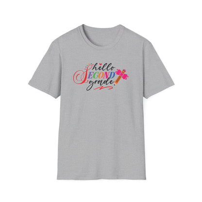 Hello Grade Teacher Shirts | Retro Back to School Graphic Tees | Preschool, Pre-K, Kindergarten, First, Second & Third Grade Teacher Shirt | Gildan 64000 Softstyle Tee