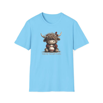 Udderly Adorable Easter Highland Cow Shirt, Cute Cow Easter T-Shirt, Spring Farm Animal Tee, Easter Gift for Women, Country Western Cow Lover