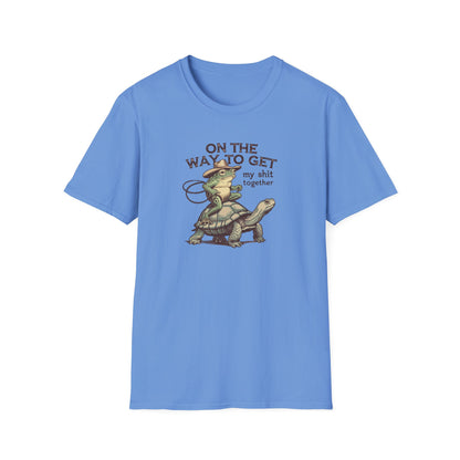 Funny Frog & Turtle T-Shirt – “On the Way to Get My Sh*t Together” Graphic Tee | Unisex Casual Humor Shirt