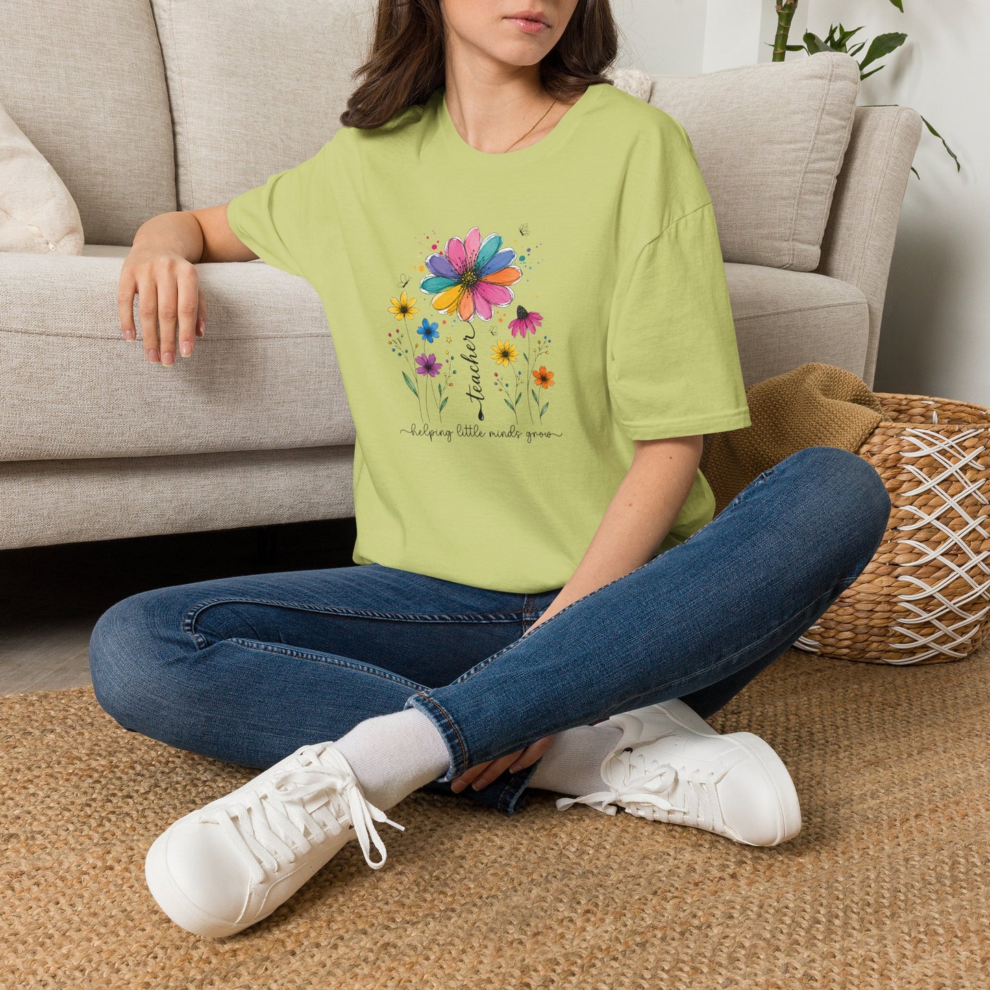 Helping Little Minds Grow Teacher Shirt | Floral Teacher Tee | Colorful Wildflower Teacher Shirt