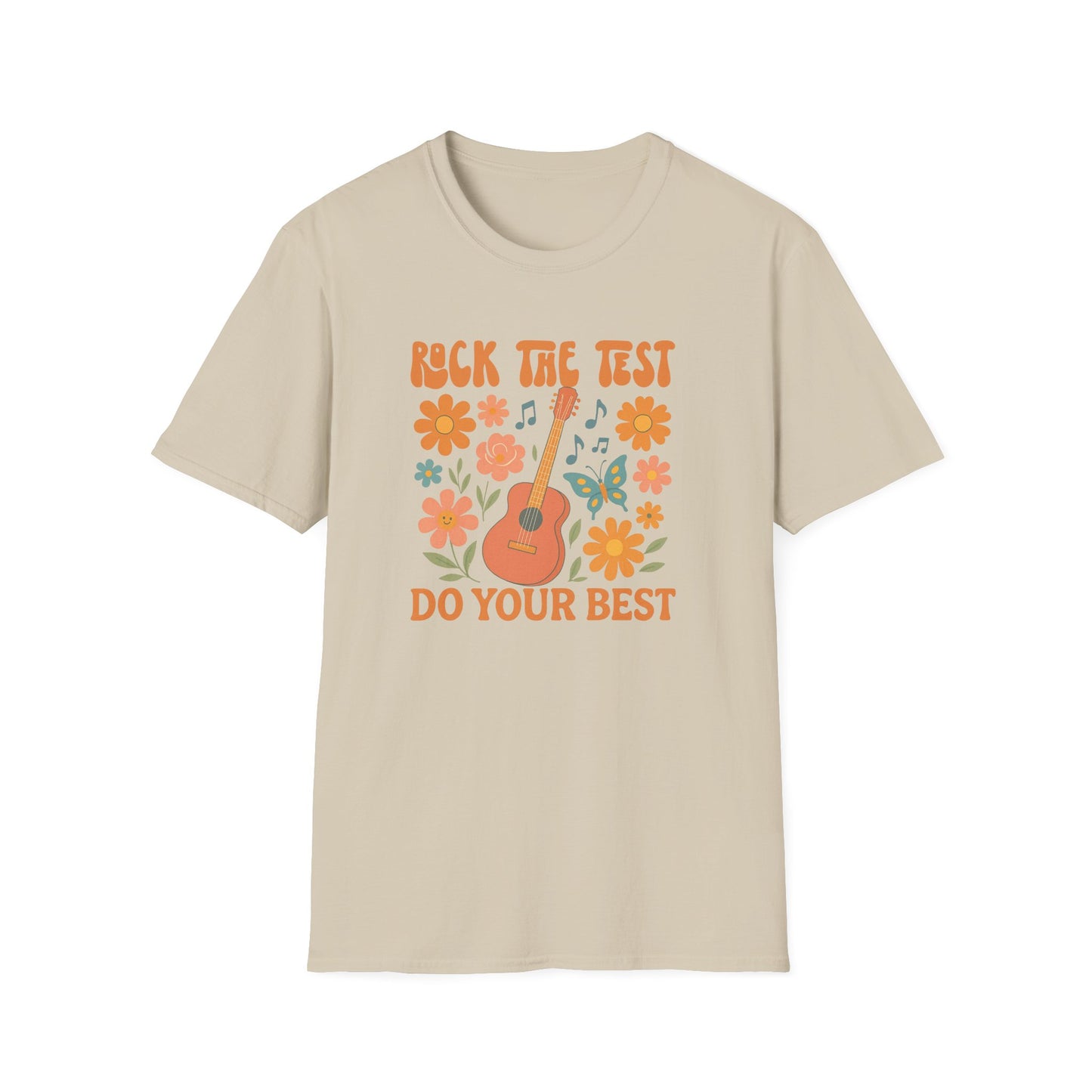 Rock the Test Guitar T‑Shirt — Do Your Best Retro Floral Tee - State Testing Teacher Tee