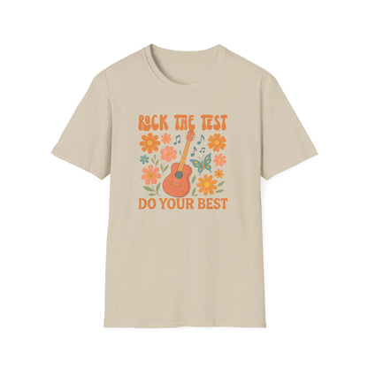 Rock the Test Guitar T‑Shirt — Do Your Best Retro Floral Tee - State Testing Teacher Tee