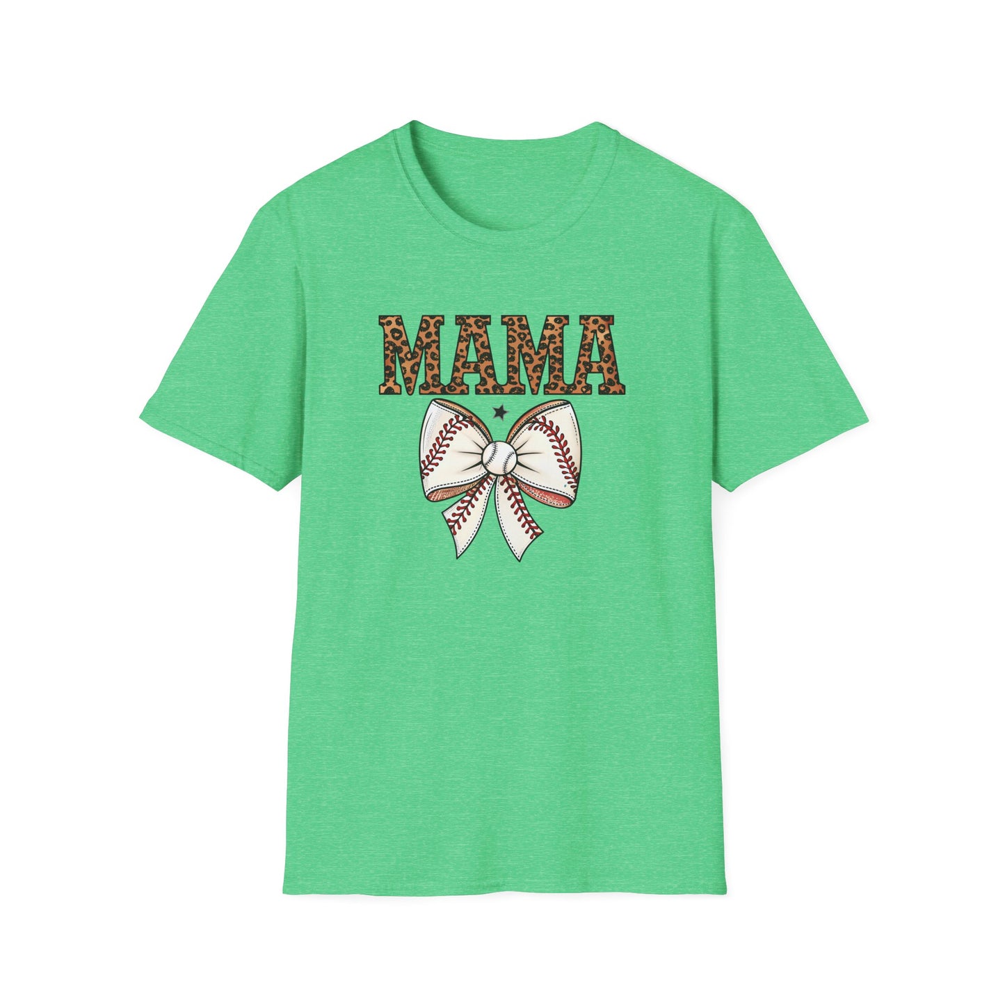 Leopard Baseball Mama Bow Shirt – Cute Coquette Style Sports Mom Tee | Trendy Game Day Baseball Mom Graphic T-Shirt