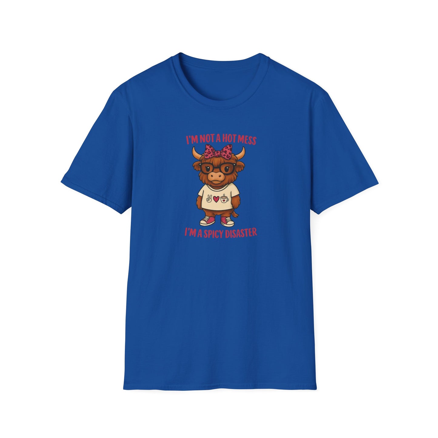 Spicy Disaster Highland Cow Tee – Funny Graphic Shirt for Sassy Souls