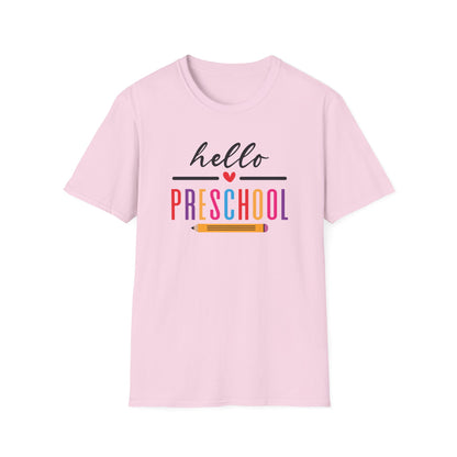 Hello Grade Teacher Shirts | Retro Back to School Graphic Tees | Preschool, Pre-K, Kindergarten, First, Second & Third Grade Teacher Shirt | Gildan 64000 Softstyle Tee