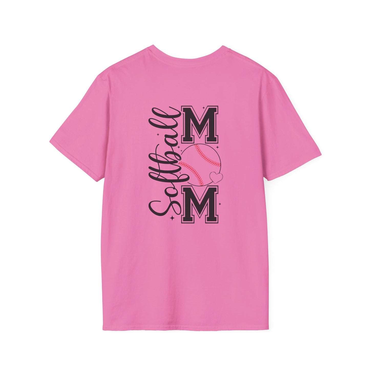 Softball Mom Front & Back Shirt – Trendy Softball Mom Graphic Tee, Double-Sided Game Day Shirt, Sports Mom Gift, Softball Season Apparel