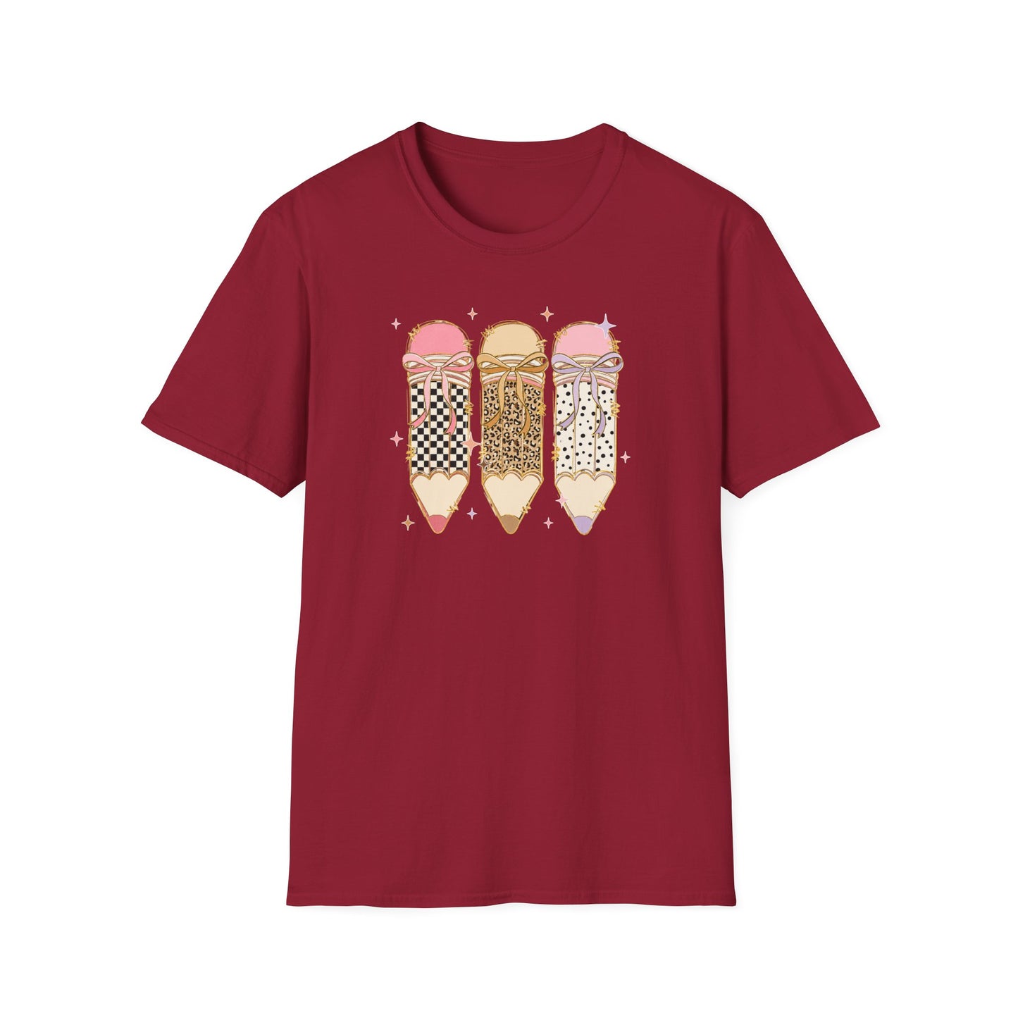 Coquette Pencil Teacher Shirt | Bow Pencil Teacher T-Shirt | Pink Leopard Checkered School Shirt