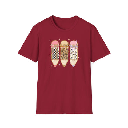 Coquette Pencil Teacher Shirt | Bow Pencil Teacher T-Shirt | Pink Leopard Checkered School Shirt