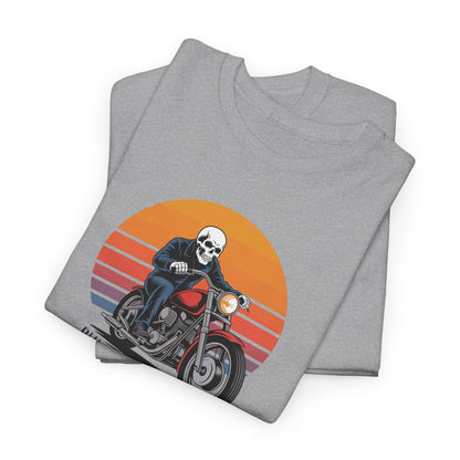 Skeleton Biker T-Shirt – “Rules Don’t Apply” Motorcycle Graphic Tee Vintage Style