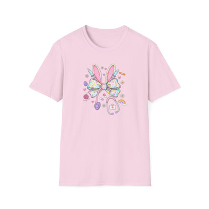 Easter Bunny Bow T-Shirt — Pastel Cute Bunny & Candy Graphic
