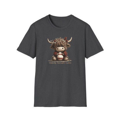 Udderly Adorable Easter Highland Cow Shirt, Cute Cow Easter T-Shirt, Spring Farm Animal Tee, Easter Gift for Women, Country Western Cow Lover