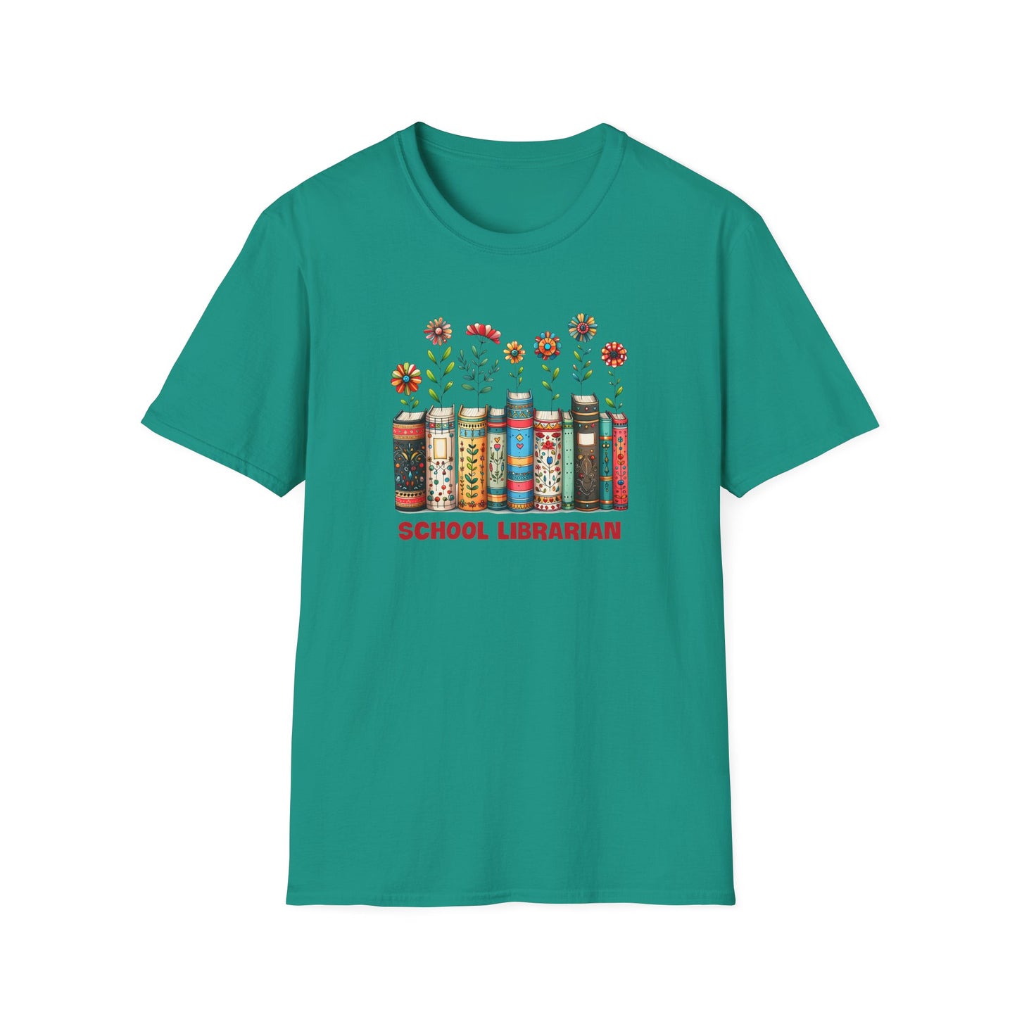 School Librarian Floral Books T-Shirt
