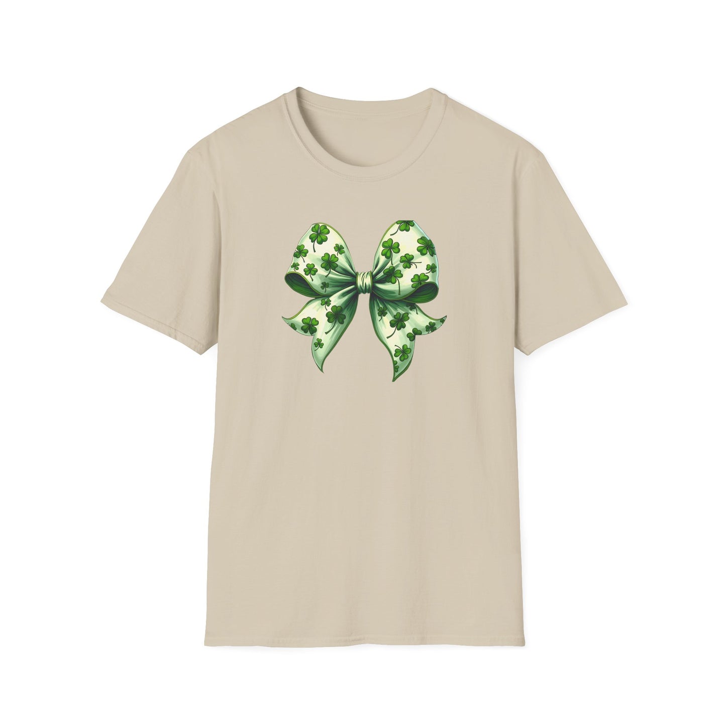 St. Patrick's Shamrock Bow T-Shirt — Green Clover Ribbon Tee