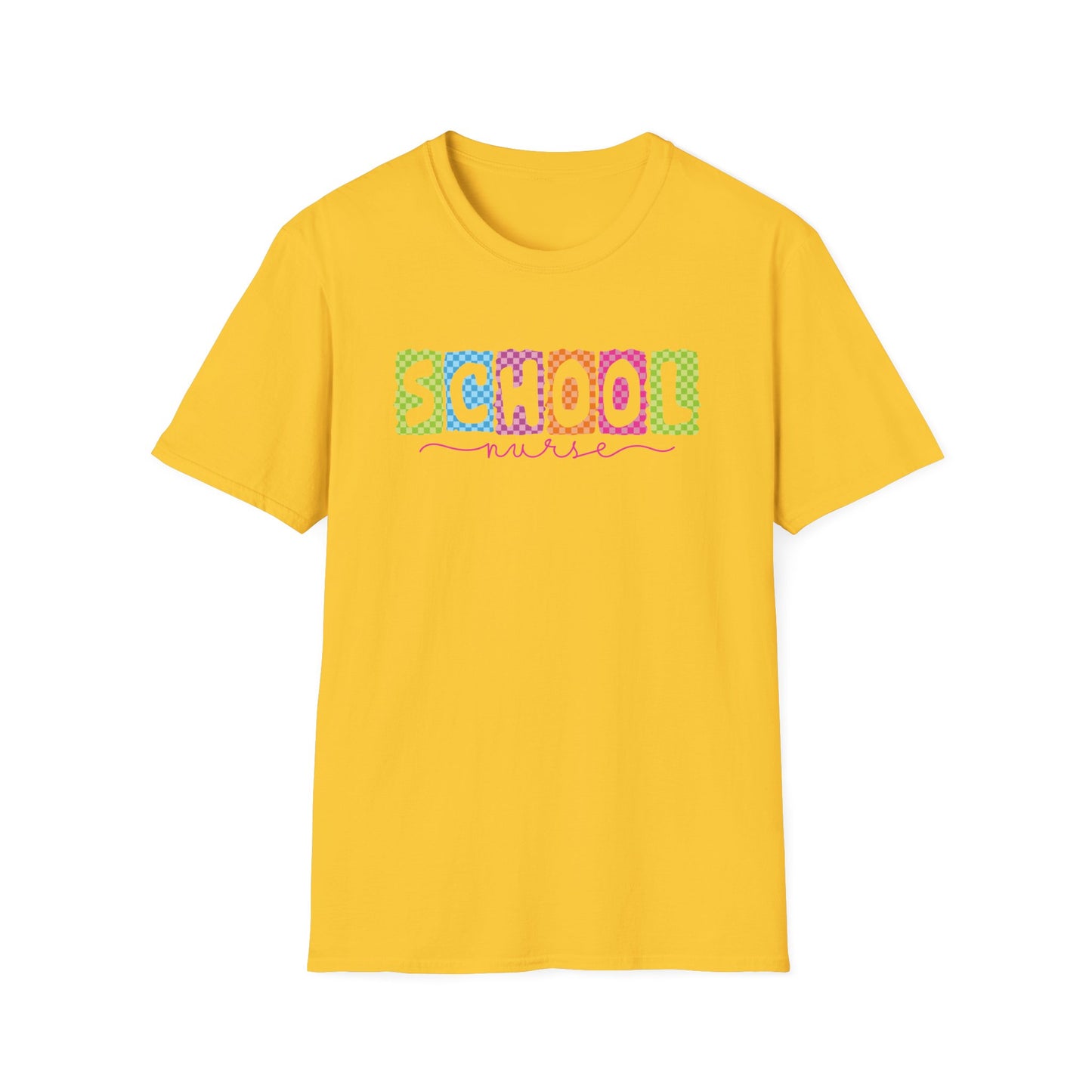 School Nurse T-Shirt — Colorful Block Letters Design