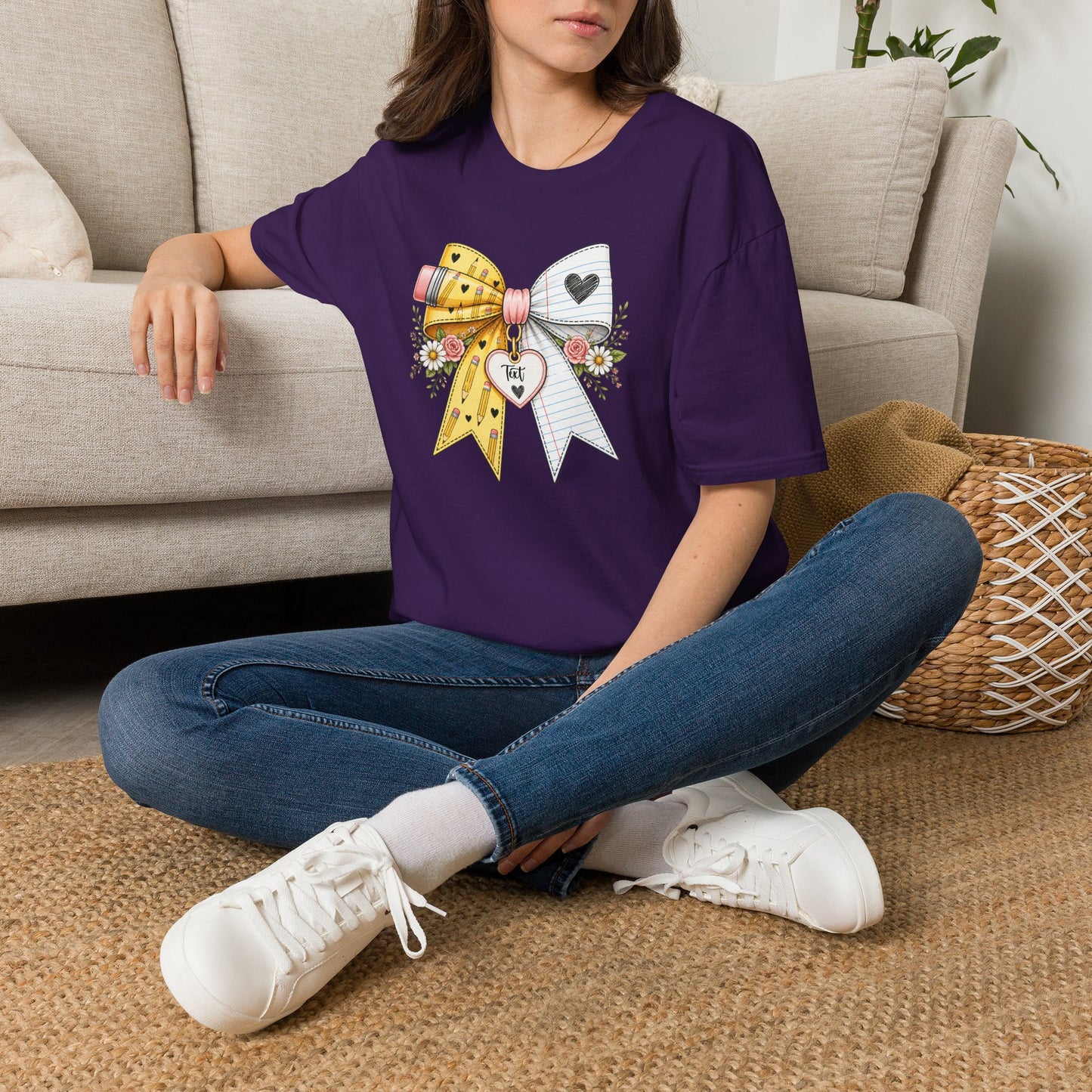 Personalized Teacher Bow Shirt | Custom Teacher Name Heart Tee