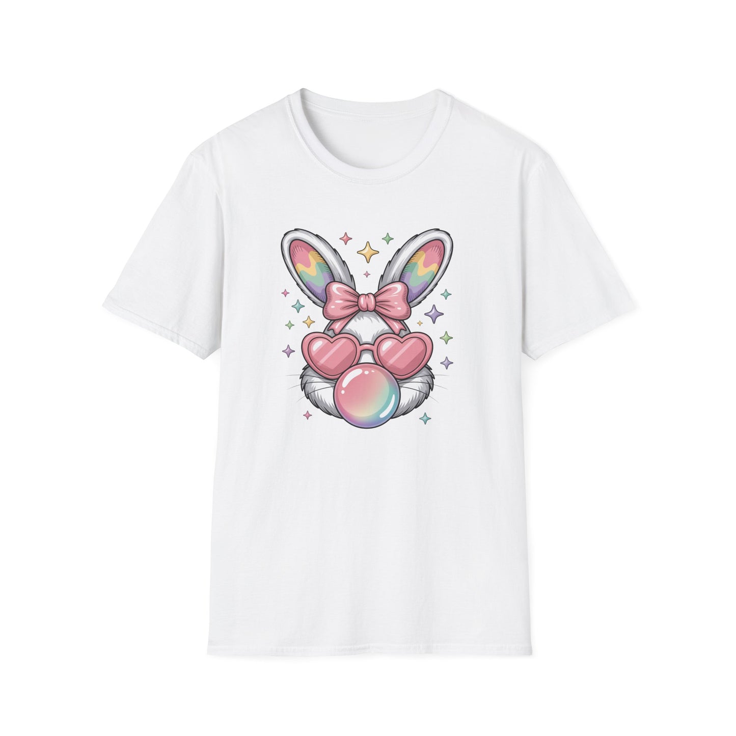 Cute Easter Bunny Bubblegum Shirt, Pastel Coquette Bunny Tee, Heart Glasses Rabbit T-Shirt, Kawaii Spring Graphic Tee, Easter Outfit for Women