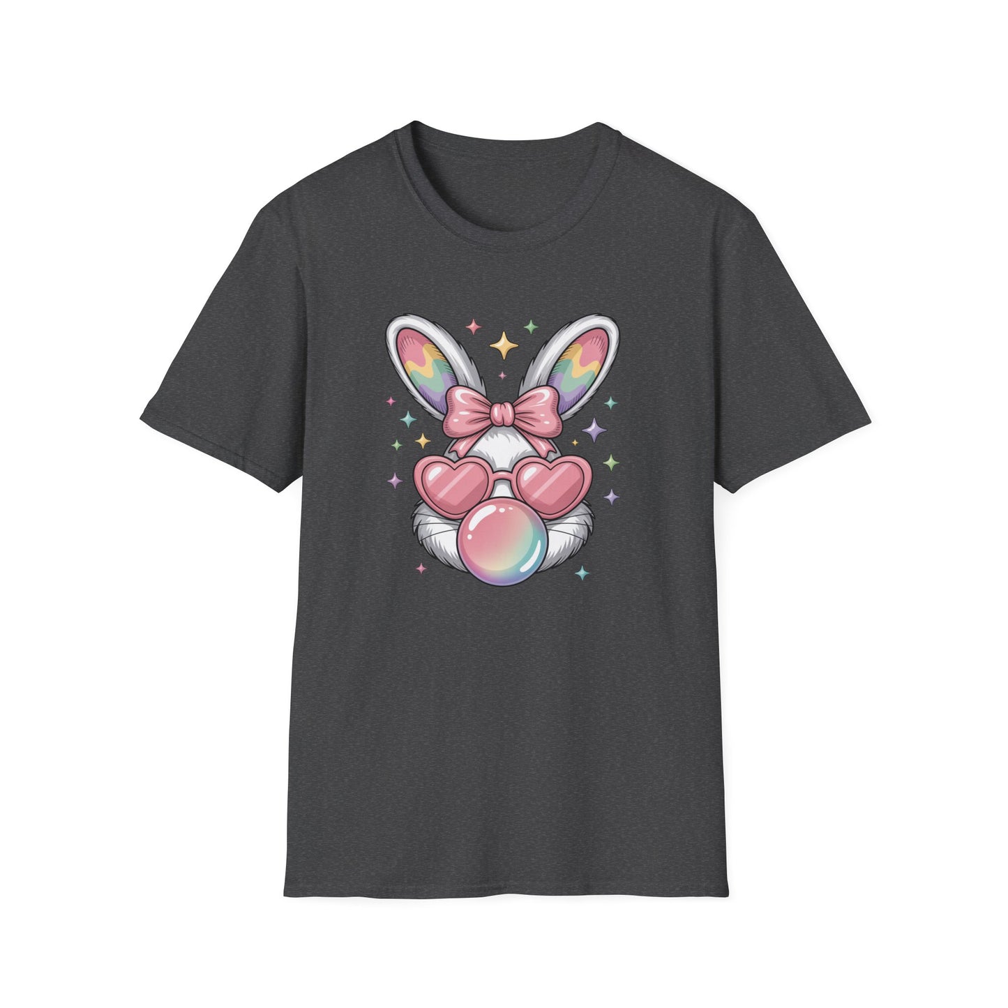 Cute Easter Bunny Bubblegum Shirt, Pastel Coquette Bunny Tee, Heart Glasses Rabbit T-Shirt, Kawaii Spring Graphic Tee, Easter Outfit for Women