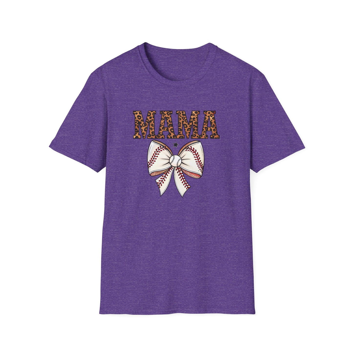 Leopard Baseball Mama Bow Shirt – Cute Coquette Style Sports Mom Tee | Trendy Game Day Baseball Mom Graphic T-Shirt