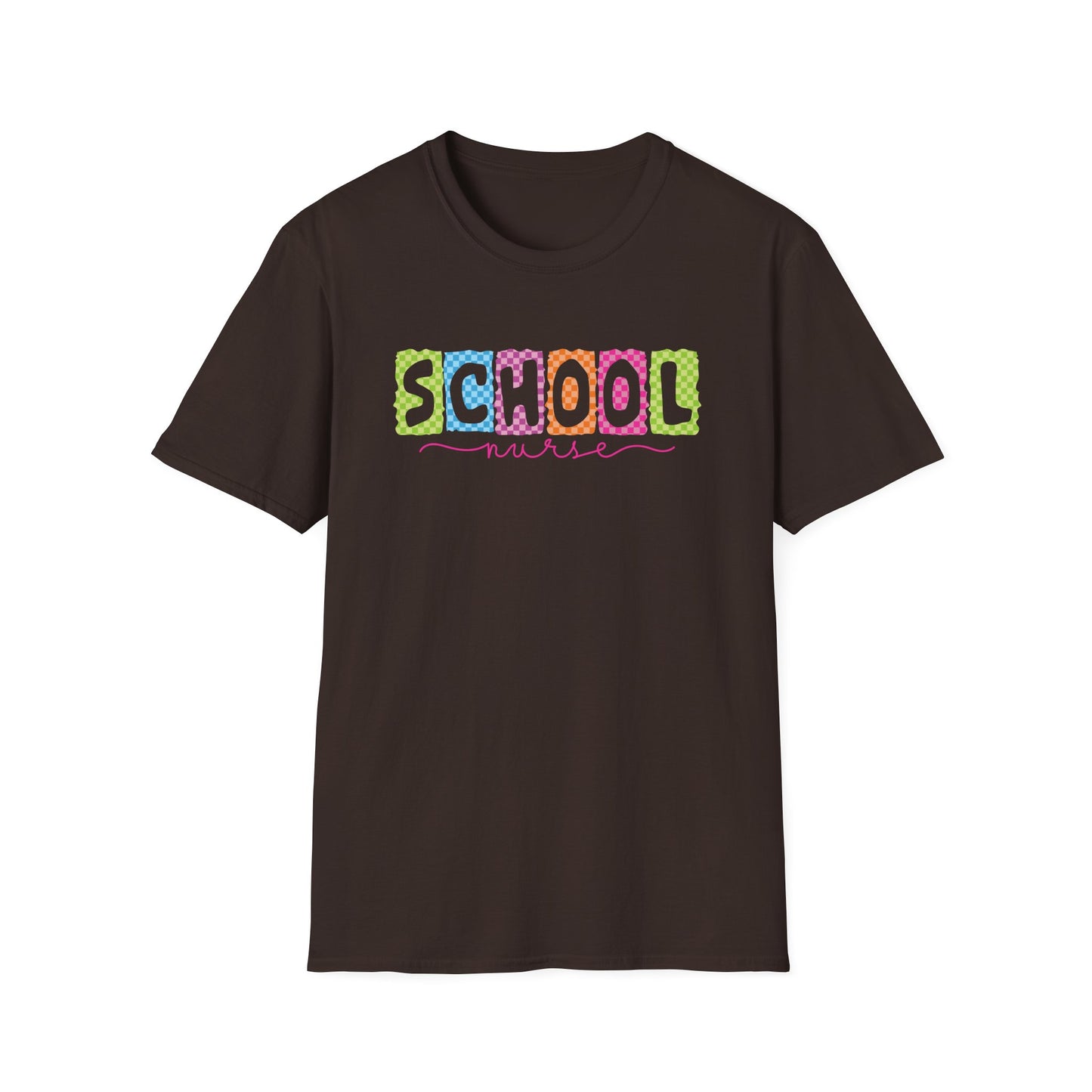 School Nurse T-Shirt — Colorful Block Letters Design