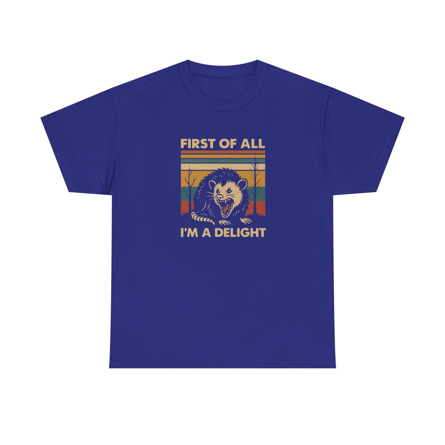 "First of All I'm a Delight" Vintage Graphic T-Shirt - Funny Retro Opossum Tee