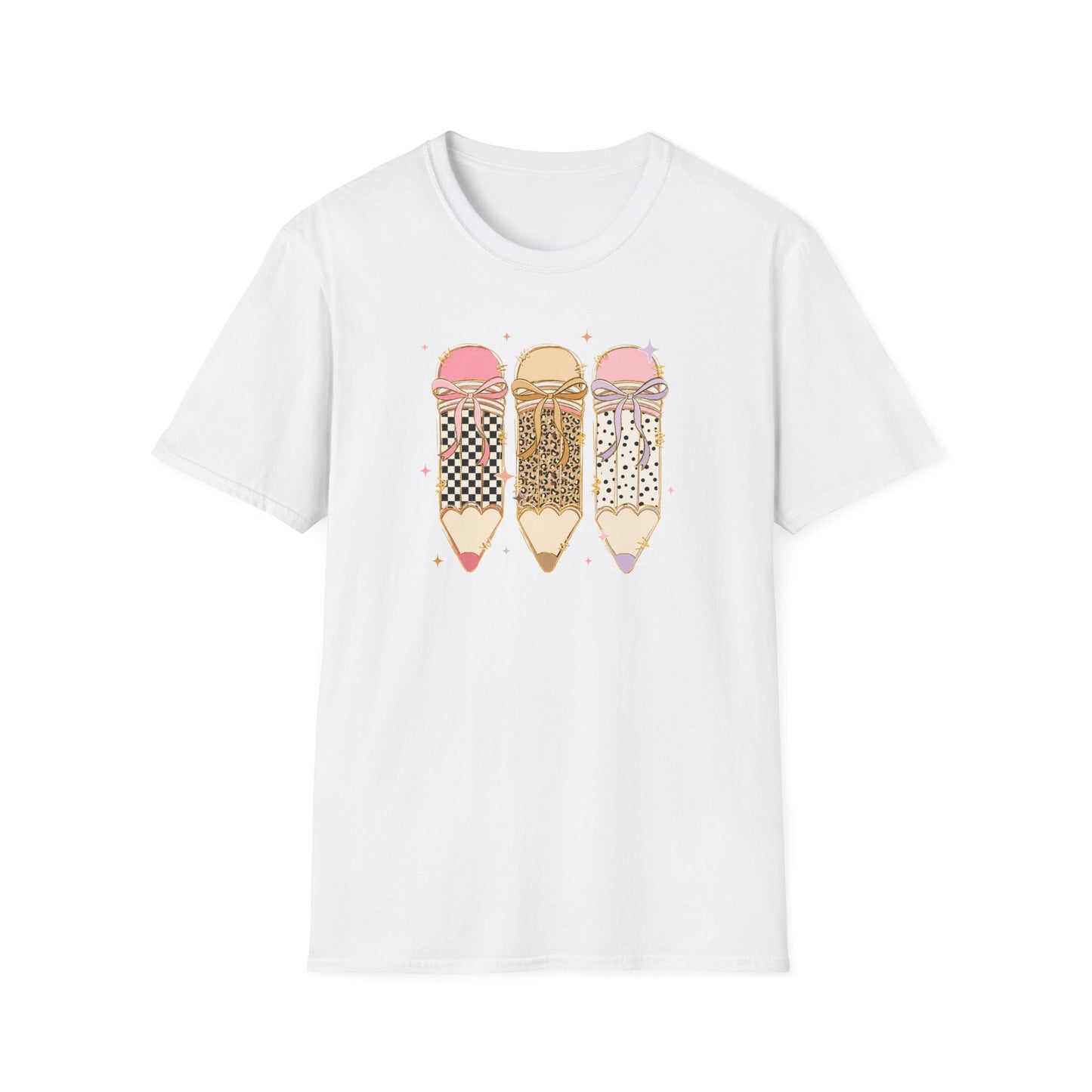 Coquette Pencil Teacher Shirt | Bow Pencil Teacher T-Shirt | Pink Leopard Checkered School Shirt