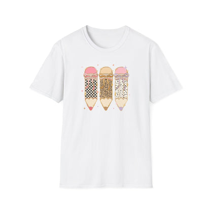 Coquette Pencil Teacher Shirt | Bow Pencil Teacher T-Shirt | Pink Leopard Checkered School Shirt