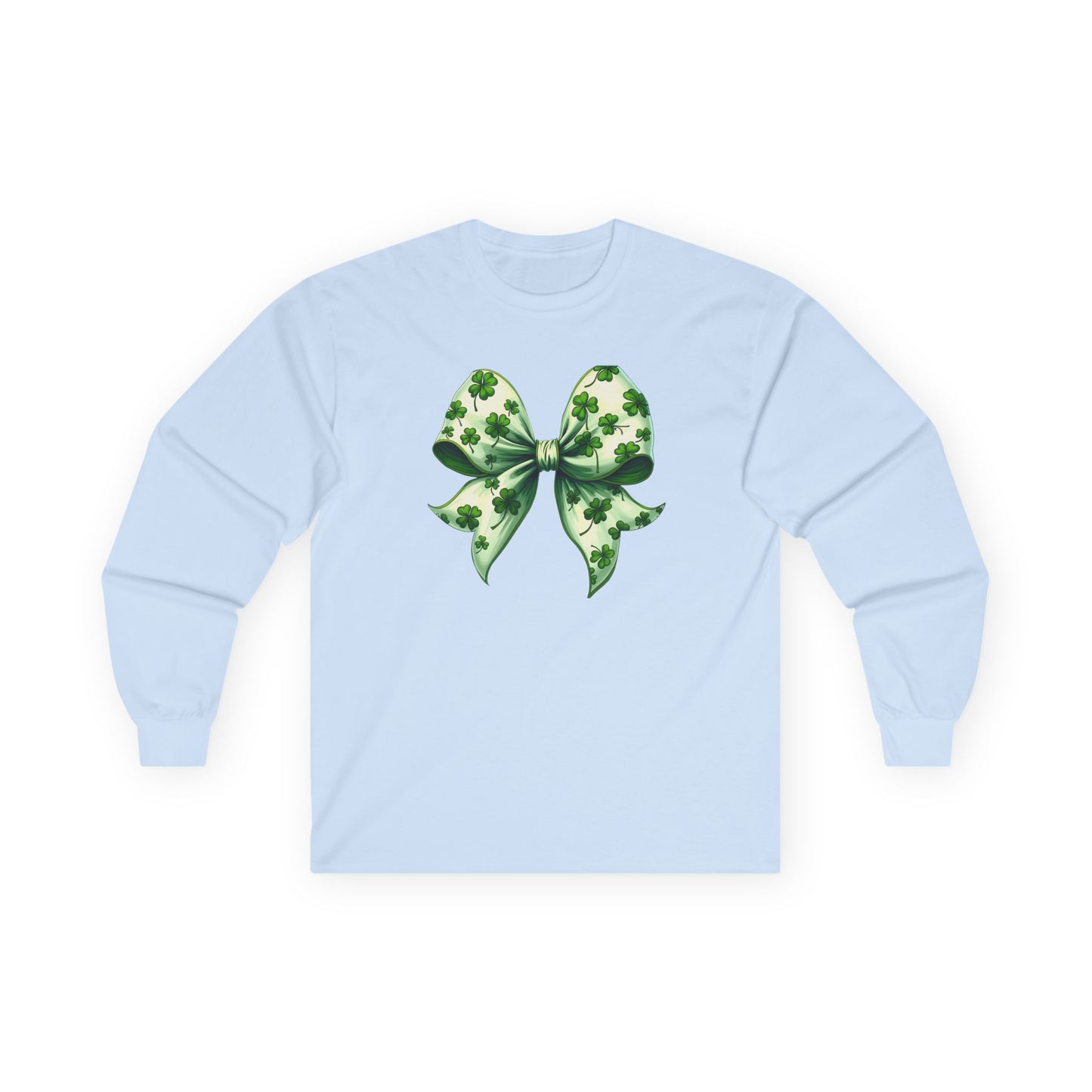 St. Patrick's Shamrock Bow Long Sleeve Tee