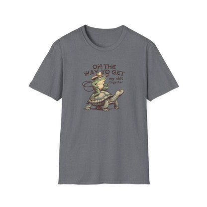 Funny Frog & Turtle T-Shirt – “On the Way to Get My Sh*t Together” Graphic Tee | Unisex Casual Humor Shirt