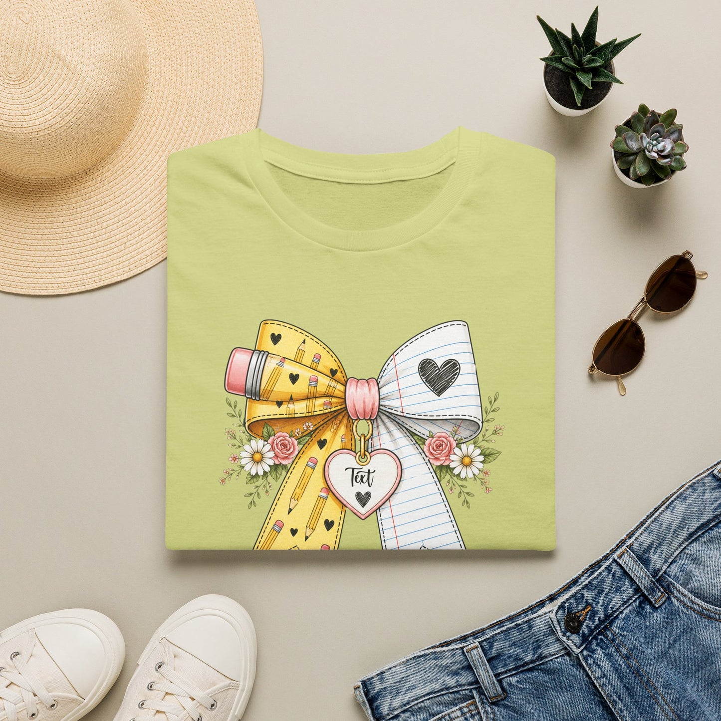 Personalized Teacher Bow Shirt | Custom Teacher Name Heart Tee