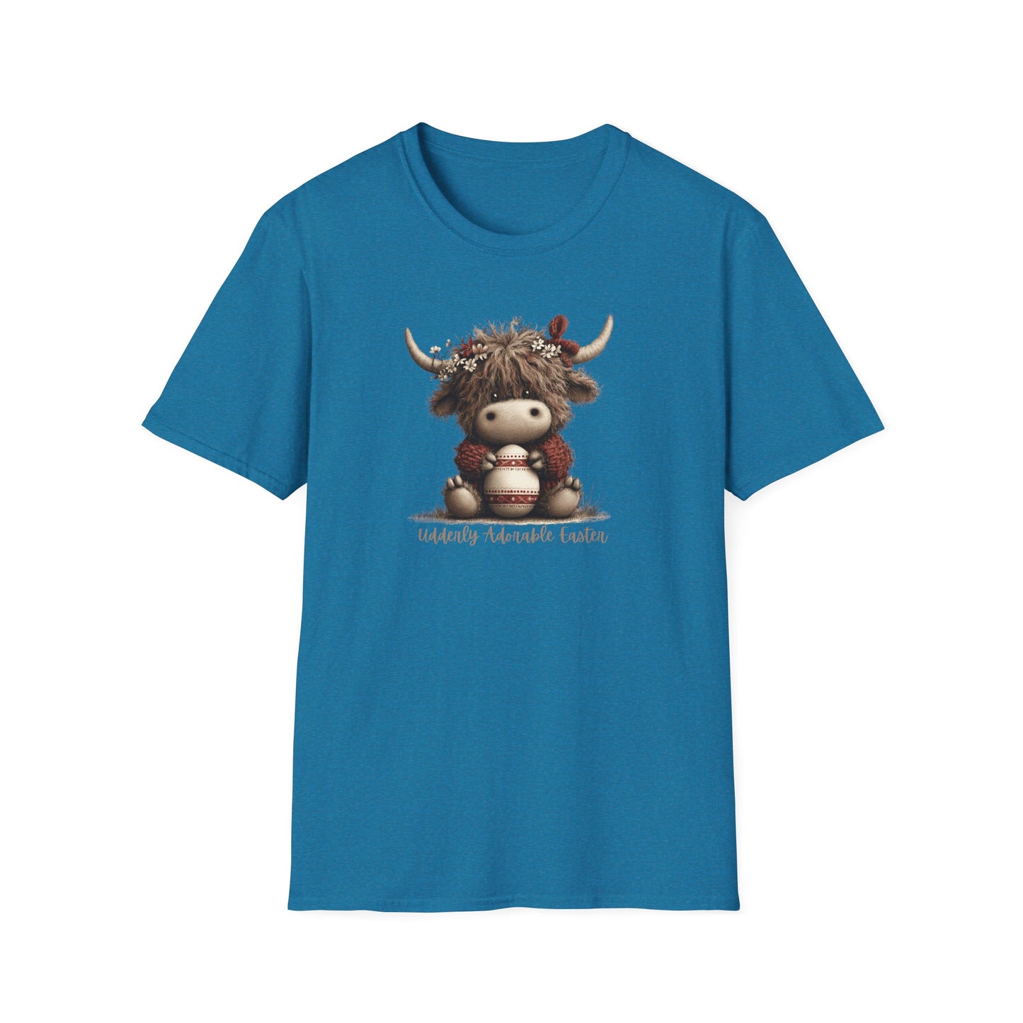 Udderly Adorable Easter Highland Cow Shirt, Cute Cow Easter T-Shirt, Spring Farm Animal Tee, Easter Gift for Women, Country Western Cow Lover