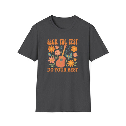 Rock the Test Guitar T‑Shirt — Do Your Best Retro Floral Tee - State Testing Teacher Tee