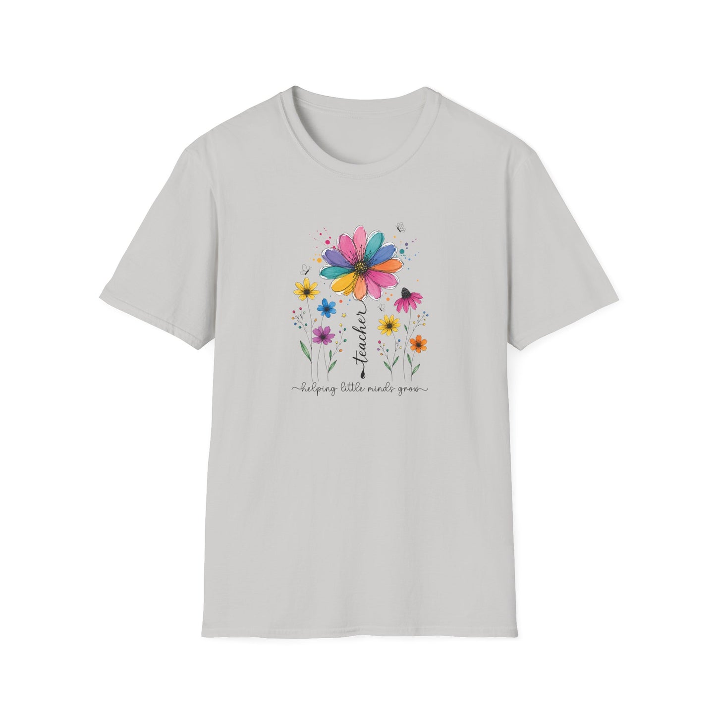 Helping Little Minds Grow Teacher Shirt | Floral Teacher Tee | Colorful Wildflower Teacher Shirt